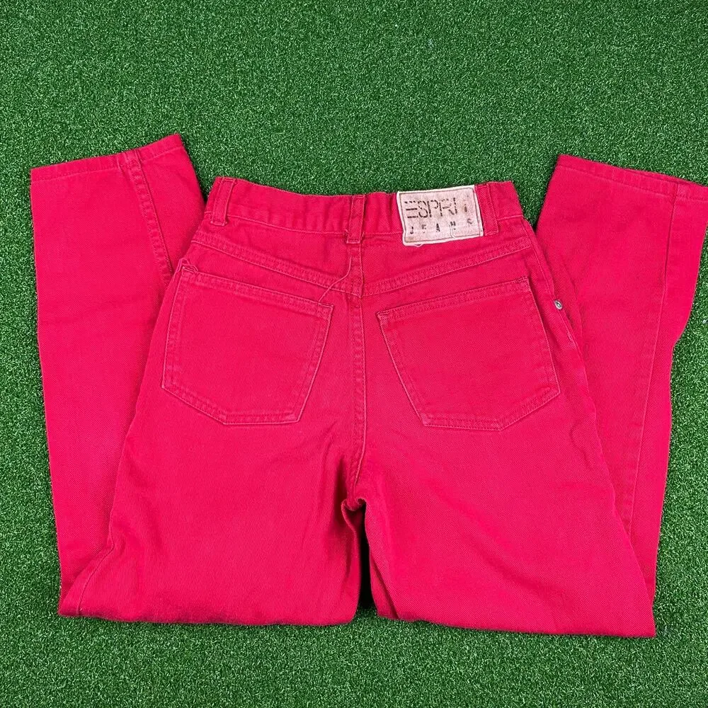 Vintage Esprit Bright Red Childrens Sz 12 Denim Straight Leg Jeans